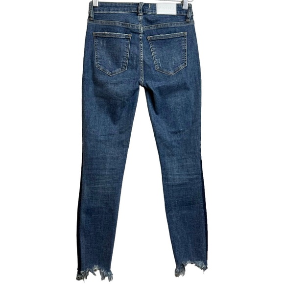 Pistola Audrey Side Stripe Distressed Skinny Blue Jeans High Rise Frayed Hem 24 - Picture 3 of 16